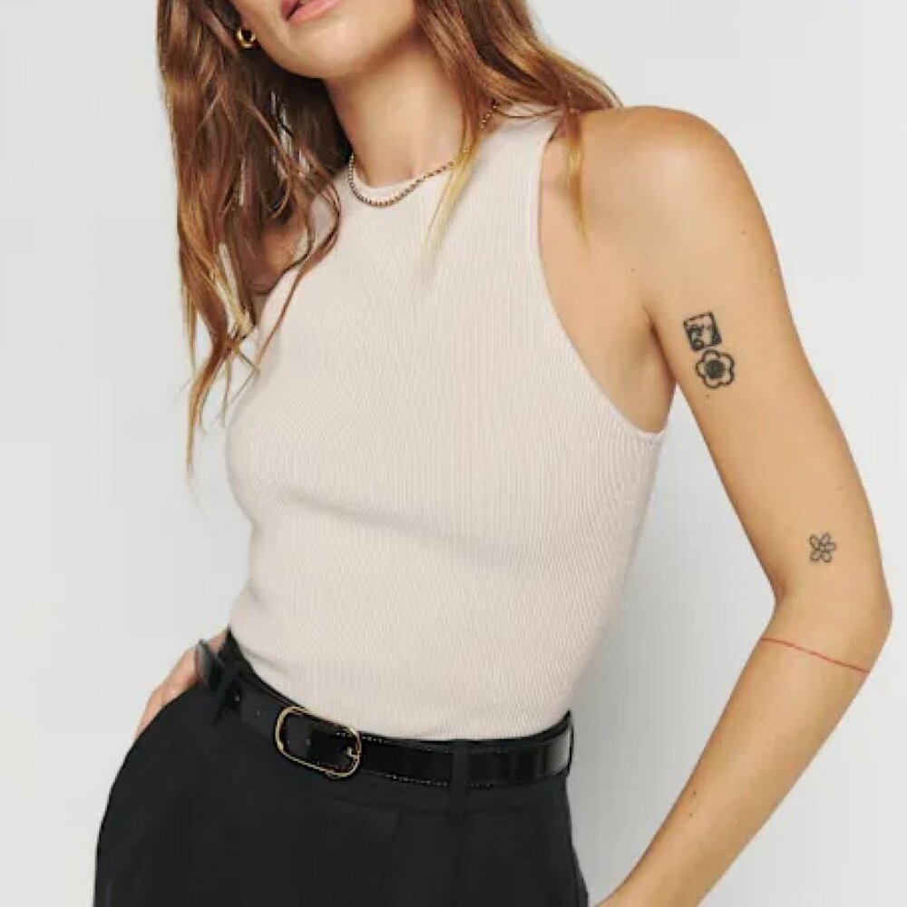 Reformation Hudson Ribbed Sweater Tank Ivory - Size XS